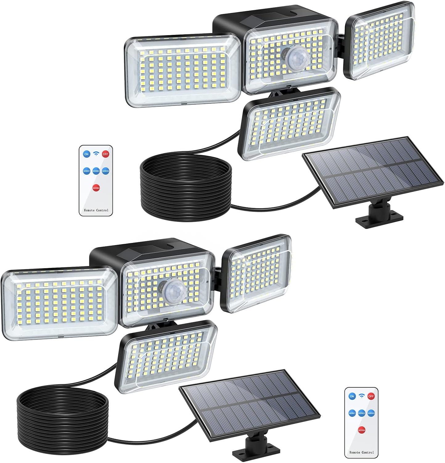 Outdoor Solar Motion Sensor Lights, Waterproof, with Remote for Patio/Yard/Garden, 2 Pack