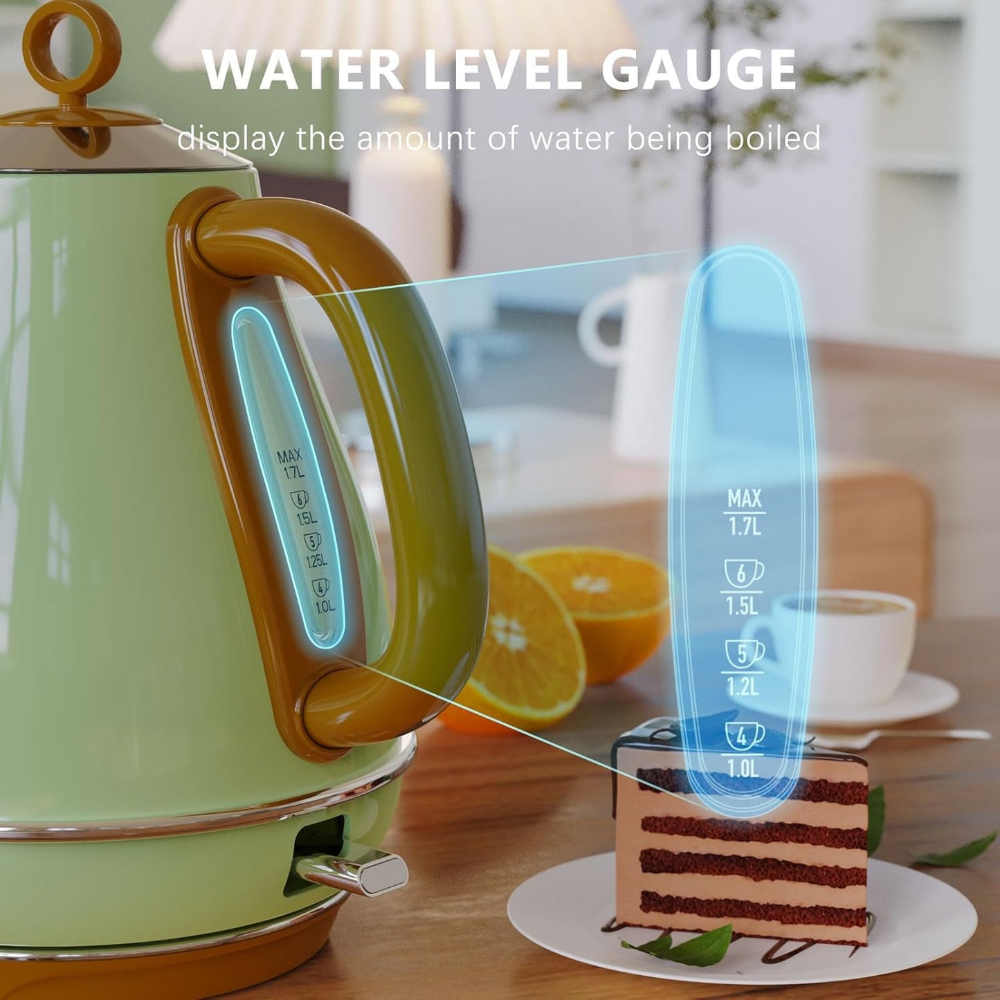 1.7L Stainless Steel Electric Tea Kettle, 1500W Fast Boil, Auto Shut-Off, BPA-Free, Evoloop1