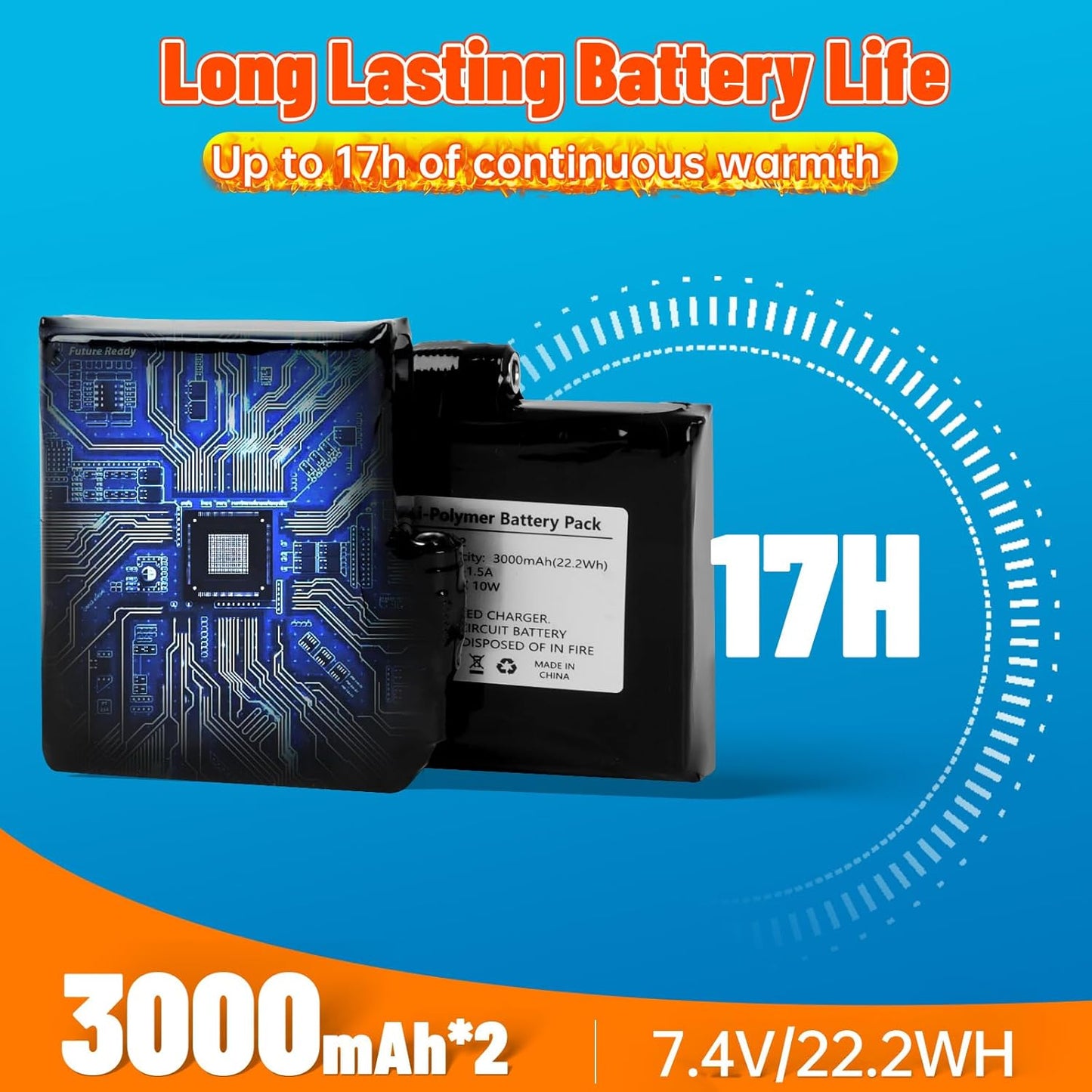 New Heated Socks, APP Control, 3000mAh, 17H Heating, 5-Level Temp, Black M, Aotomee