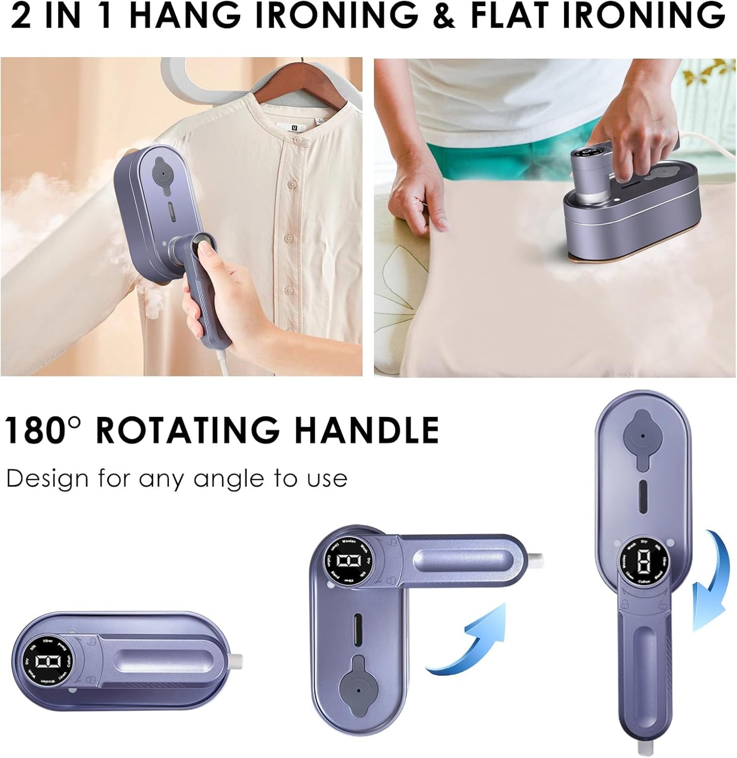 New Travel Small Iron with 8 Levels of Steam, rapid heating, overheat shutoff