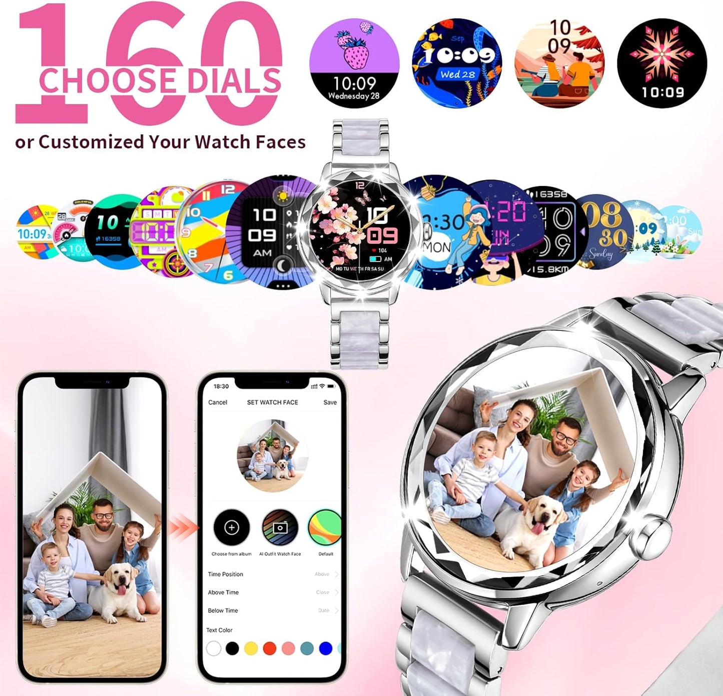 Smart Watch for Women with Bluetooth Calls, HR/Sleep/Female Cycle Tracking, 100+ Sports Modes