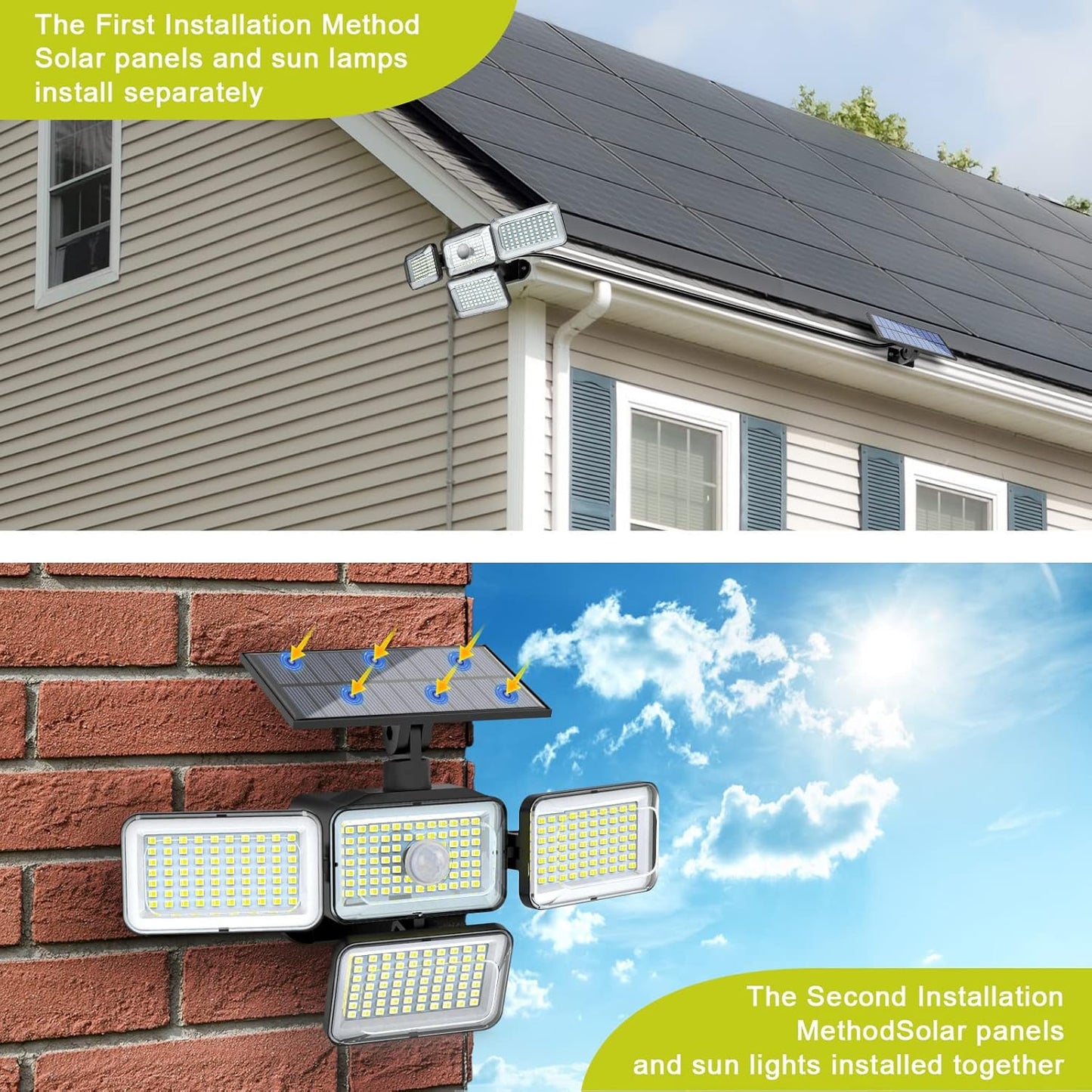 Outdoor Solar Motion Sensor Lights, Waterproof, with Remote for Patio/Yard/Garden, 2 Pack