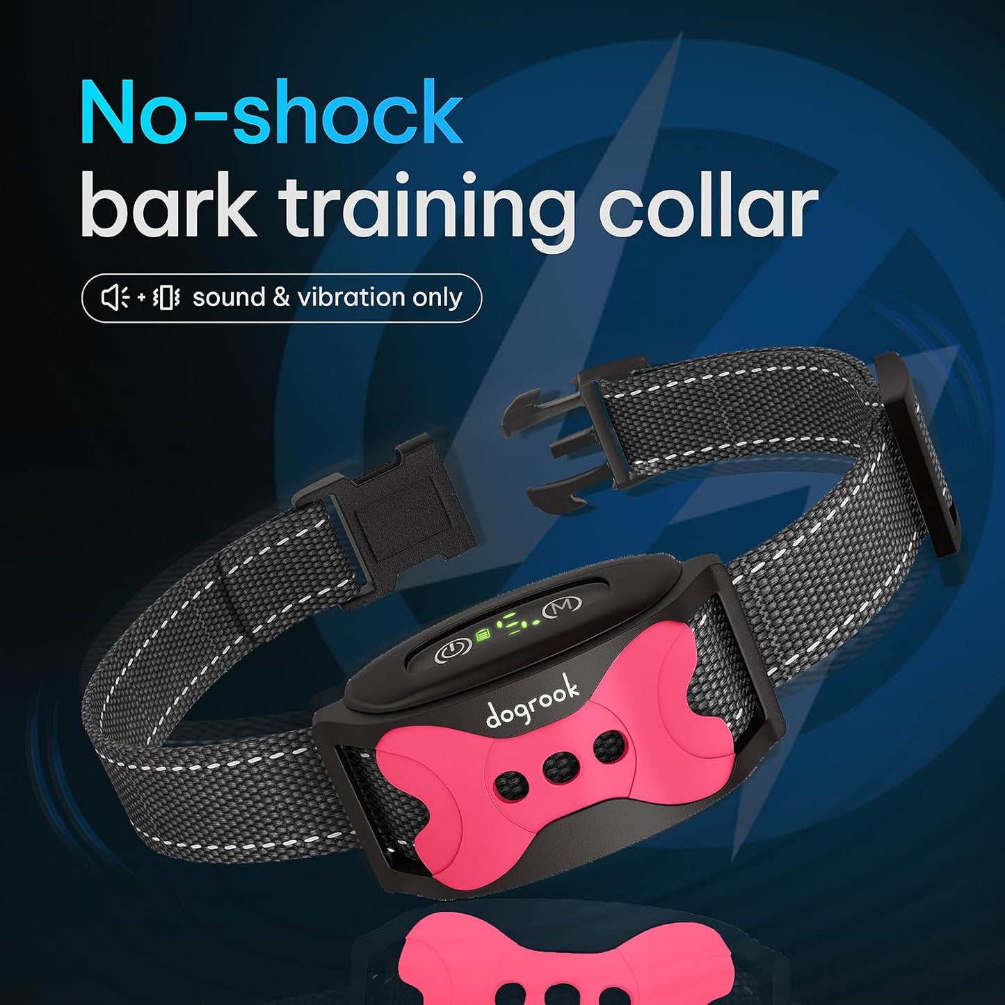 New DogRook Rechargeable Dog Bark Collar - Humane, No Shock Barking Collar - w/2 Vibration & Beep