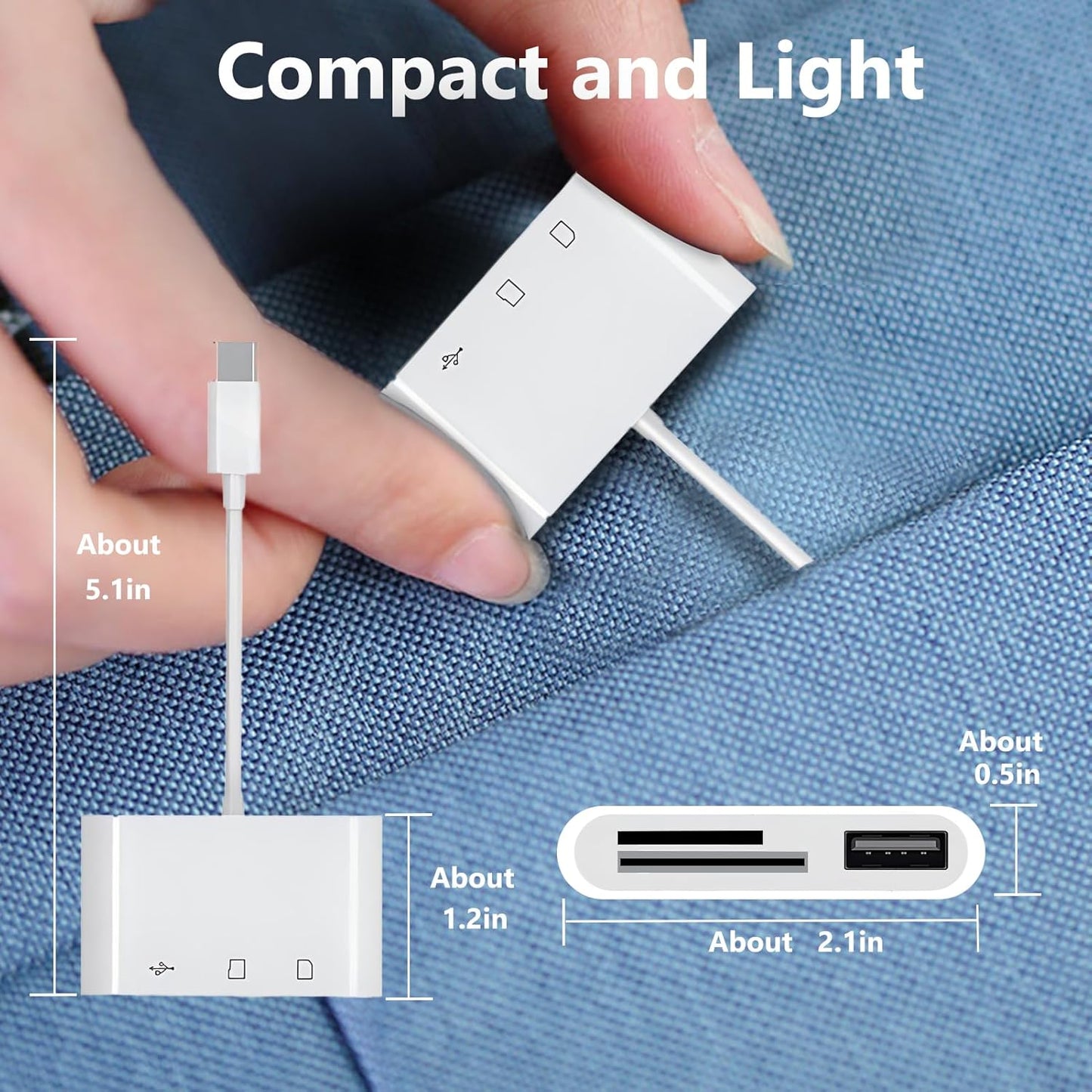 USB C to USB OTG Adapter, 3 in 1, SD/TF Card Reader, Camera Adapter
