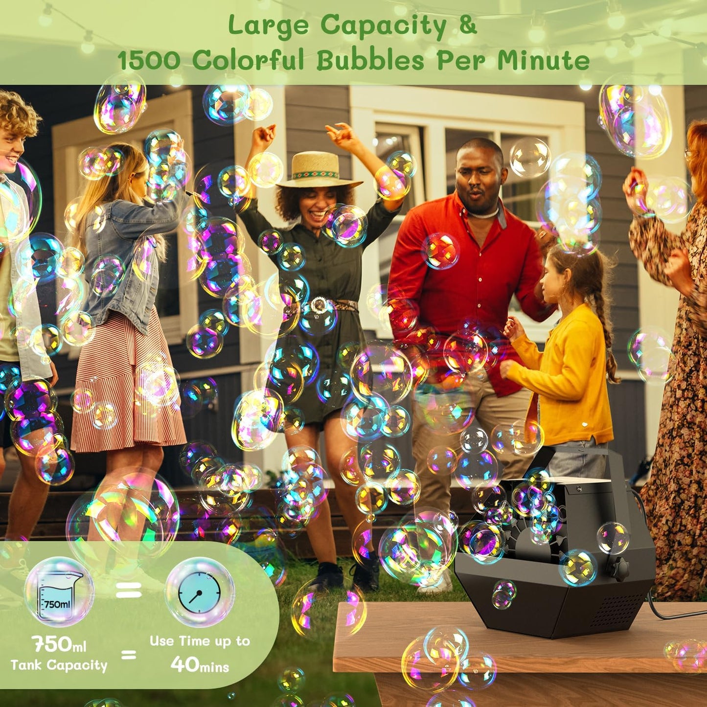 High Output Automatic Bubble Machine for Indoor & Outdoor Parties and Events, Upgraded, Theefun