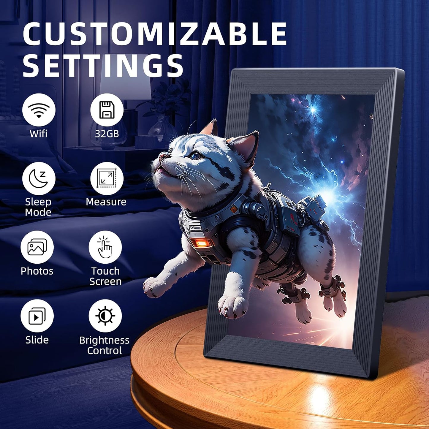 3D Digital Photo Frame, Uses WiFi , 10.1" Touchscreen, 32GB, Instant Share, Plimpton