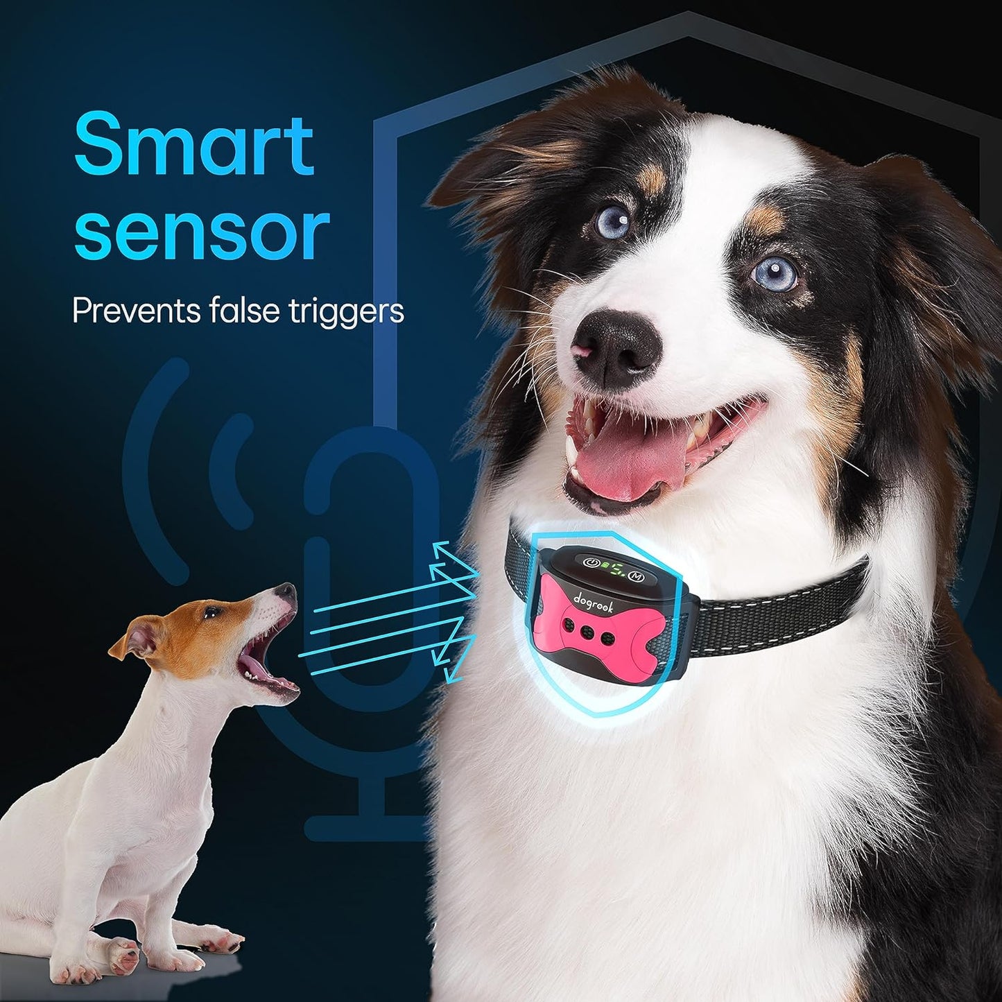 New DogRook Rechargeable Dog Bark Collar - Humane, No Shock Barking Collar - w/2 Vibration & Beep