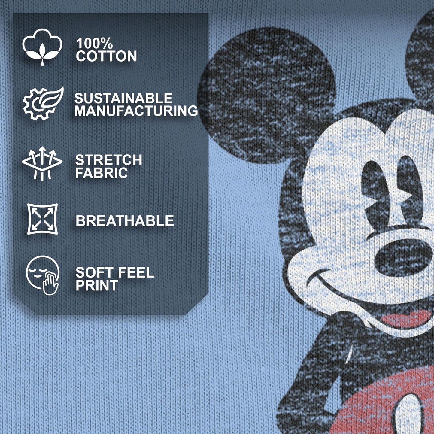Mens Mickey Mouse T-Shirt Size Small, Distressed Look, Disney