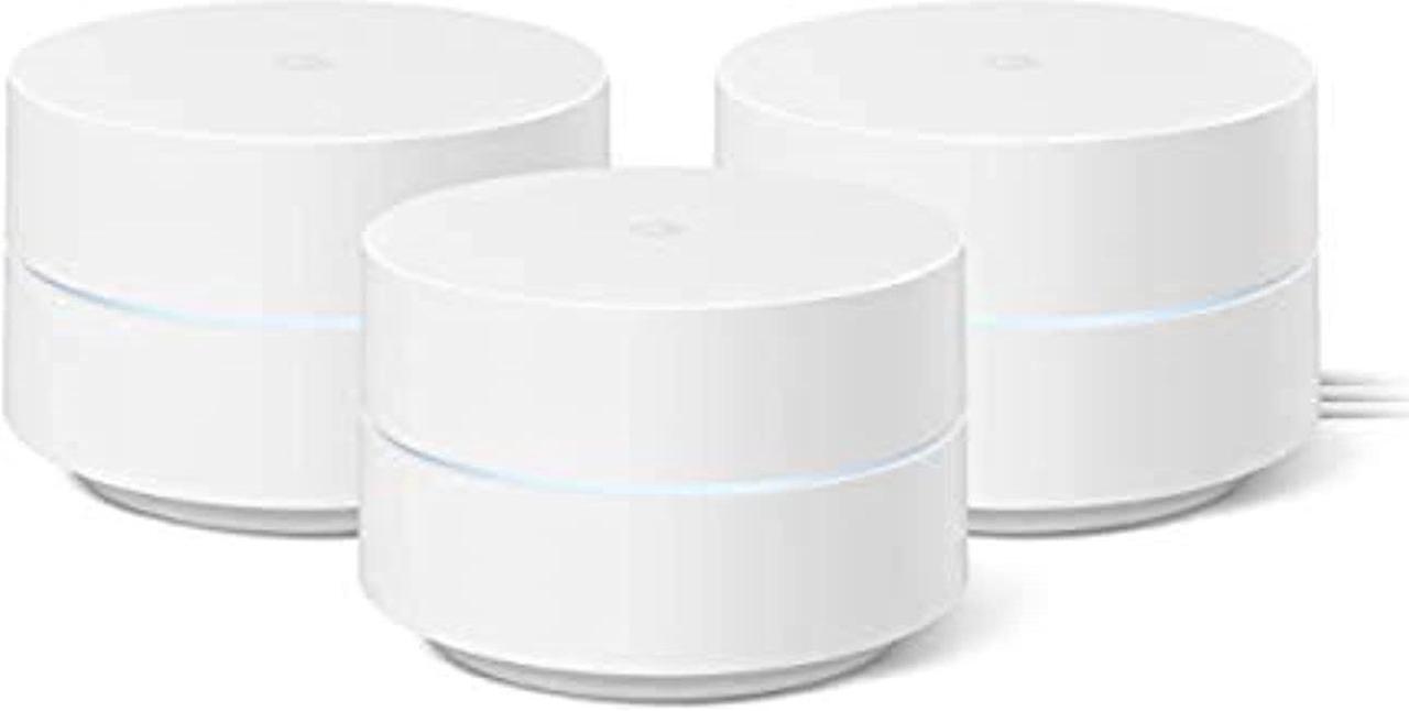 Google AC1200 Mesh WiFi System, Whole Home Coverage, Dual-Band, 3-Pack, Parental Controls