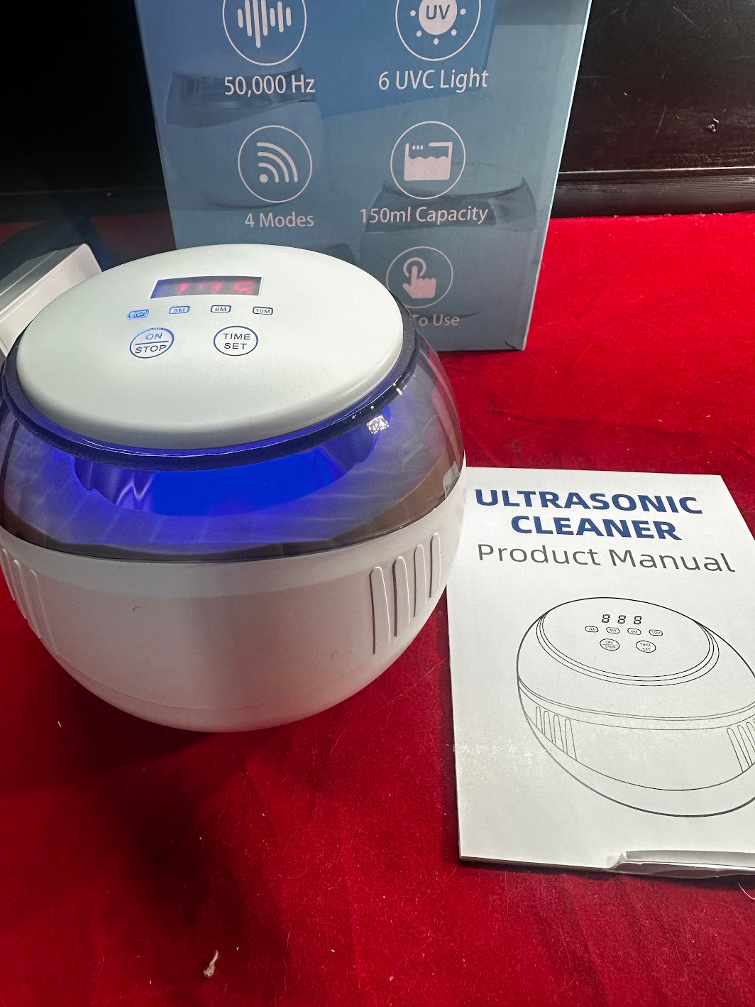 Nalax Ultrasonic Cleaner, 45kHz, Dentures, Aligner, Retainer, 4 Modes, 6 LEDs