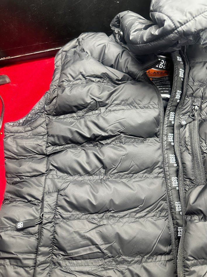 New Large Heated Vest for Men, with Detachable Hood, Battery Included, Black, COREEDGE