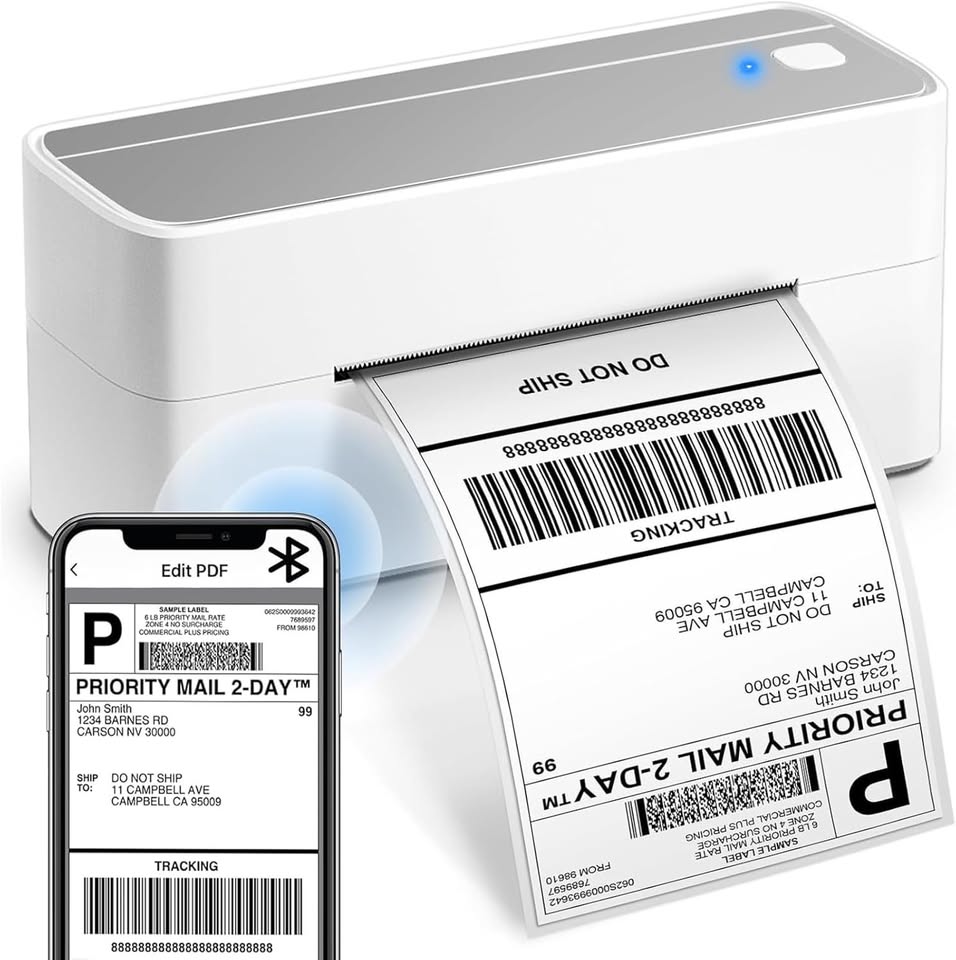 Bluetooth Thermal Label Printer, 4x6 Shipping Labels, for Small Business
