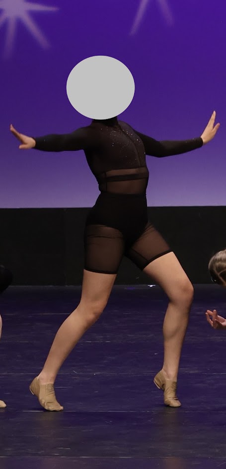 Dance Costume - Adult Medium - Black Body Suit with Custom Stones