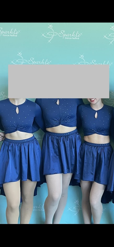 Dance Costume - Adult Medium - Two Piece Costume with High-Low Skirt and Stoning