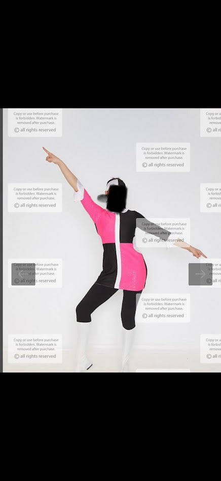 Dance Costume - Adult Medium - Pink and White 70's style dress