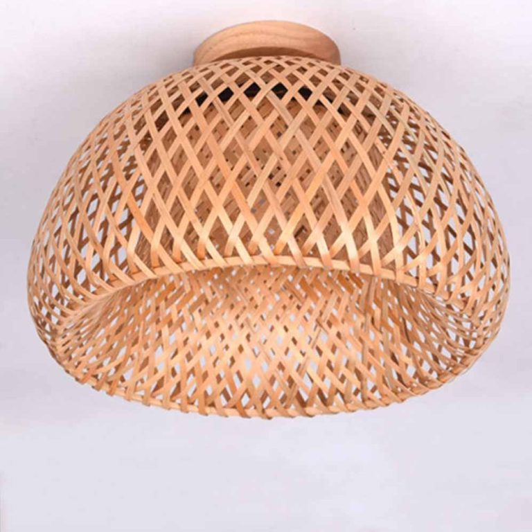 Hand-Woven Double Layer Bamboo Dome Lampshade, Wicker Rattan, Asian Rustic Japanese Design