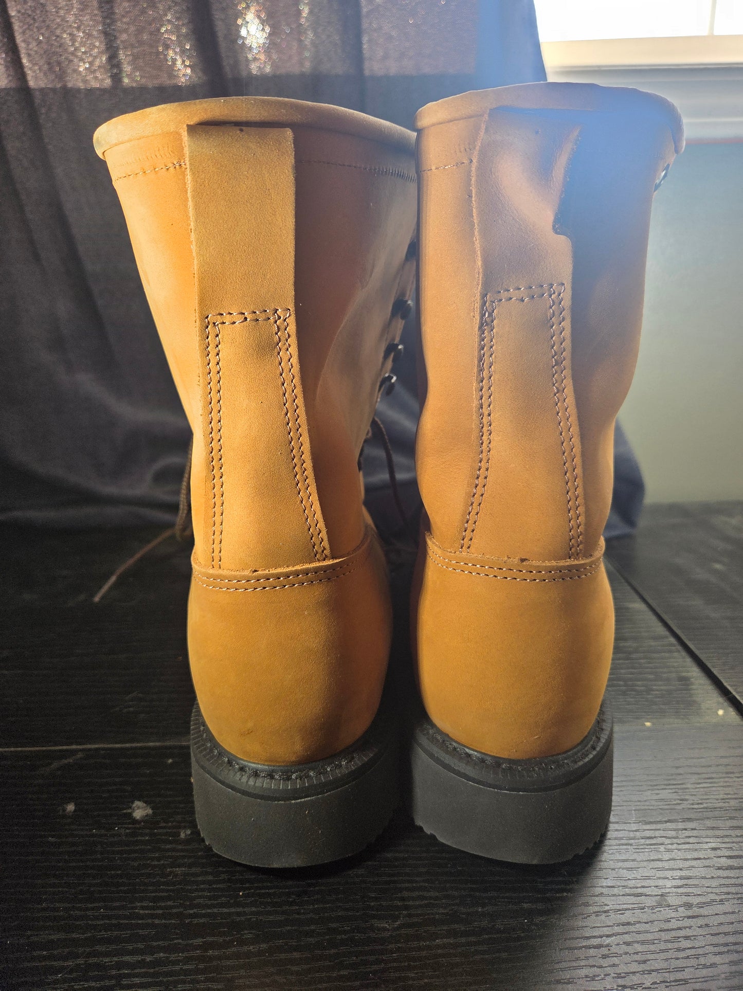 Justin Original Workboots, Size 10.5D, Conductor Hazel Brown Cowhide, 8 Inch Lace up Boots