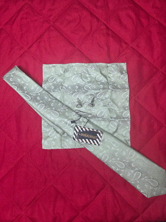 Ties Men's Paisley Silk Set w/ Pocket Square, Cufflinks & Tie Clip DiBanGu