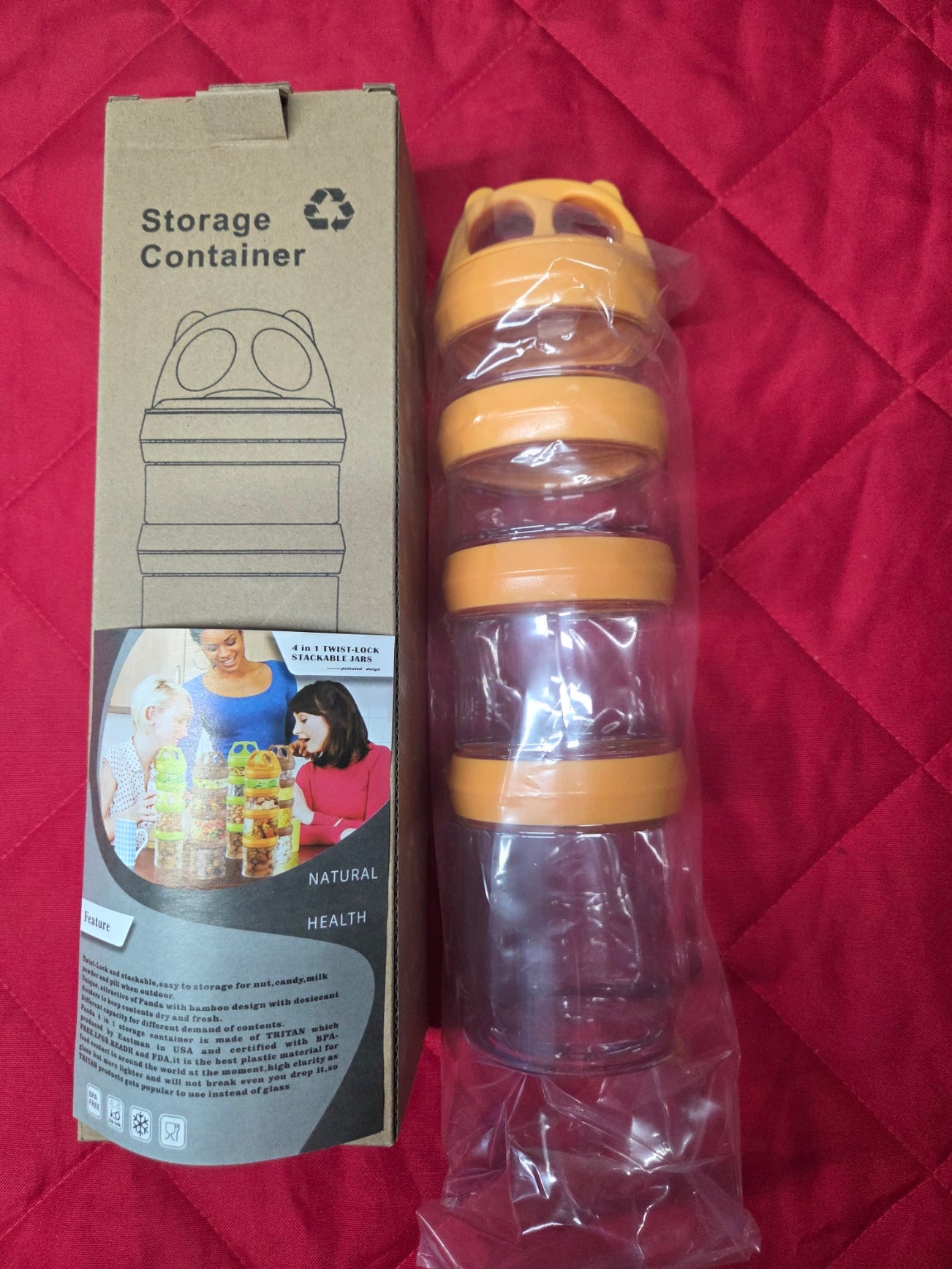 Stackable Food Storage Containers, Twist Lock System, Airtight, Leak-Proof, 31 oz