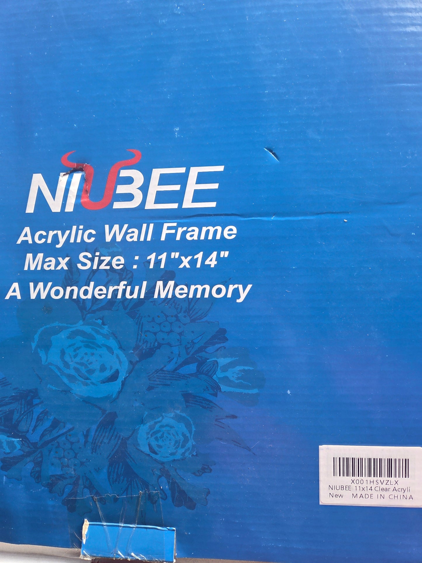 11x14 Clear Acrylic Wall Mount Floating Frameless Frame, Double Panel, NIUBEE