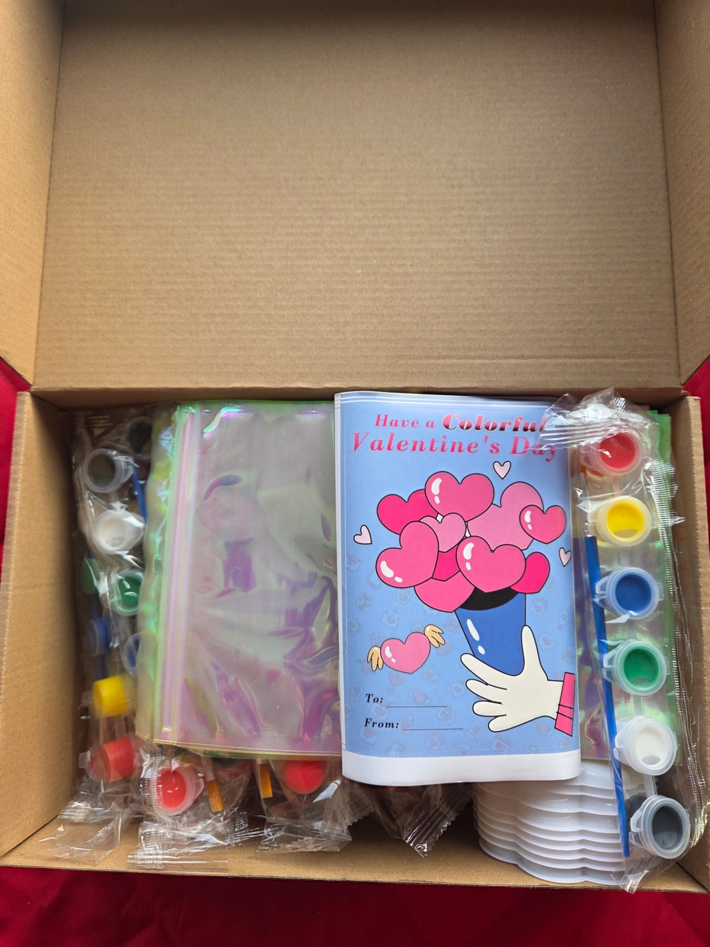 Mini Watercolor Paint Set, Valentine Exchange Gift Cards for Kids, Classroom Party, 16pcs, Atumotu
