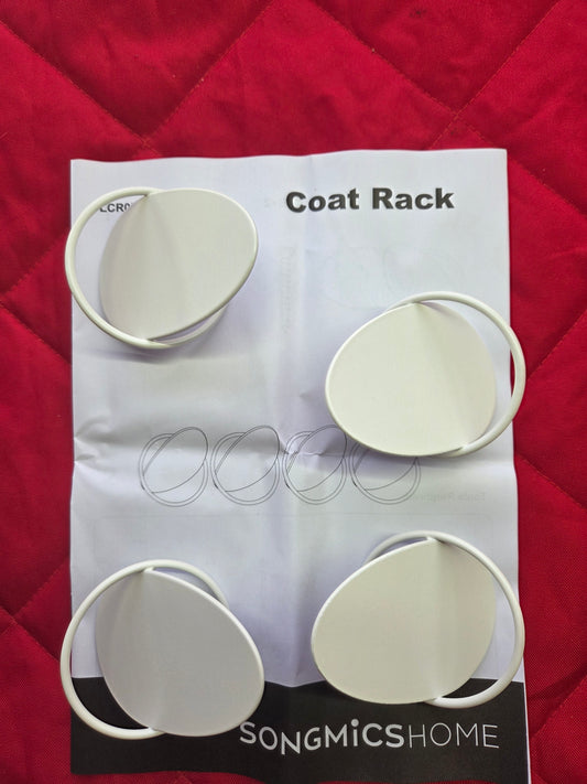 Wall Hooks for Coats & Towels, Heavy Duty 5kg, 4 Pack, Egg Design, Pearl White, SONGMICS HOME