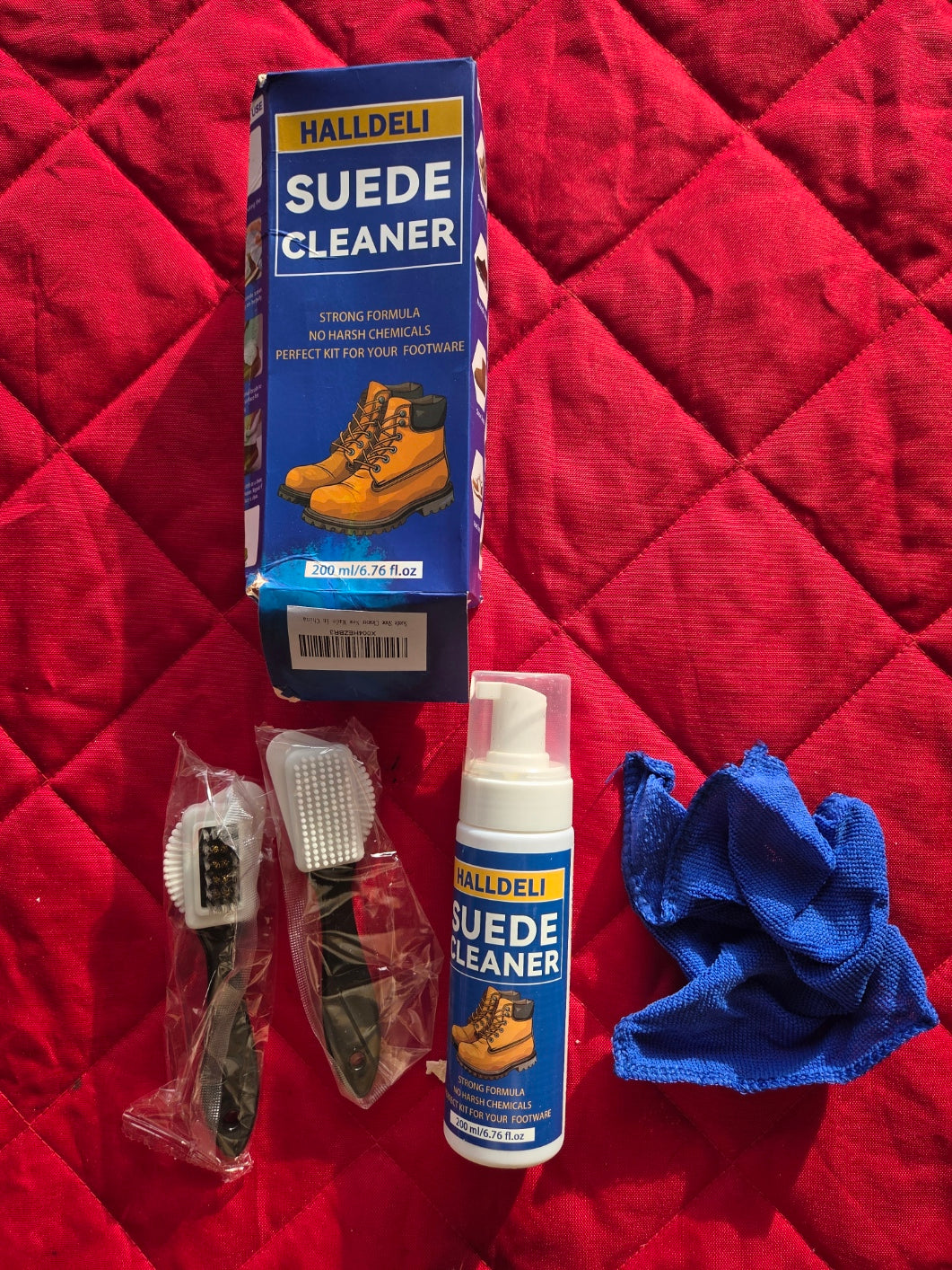 Shoe Cleaner for Suede, Nubuck, Leather, White Shoes, Removes Dirt & Stains, with Brush, 200ml