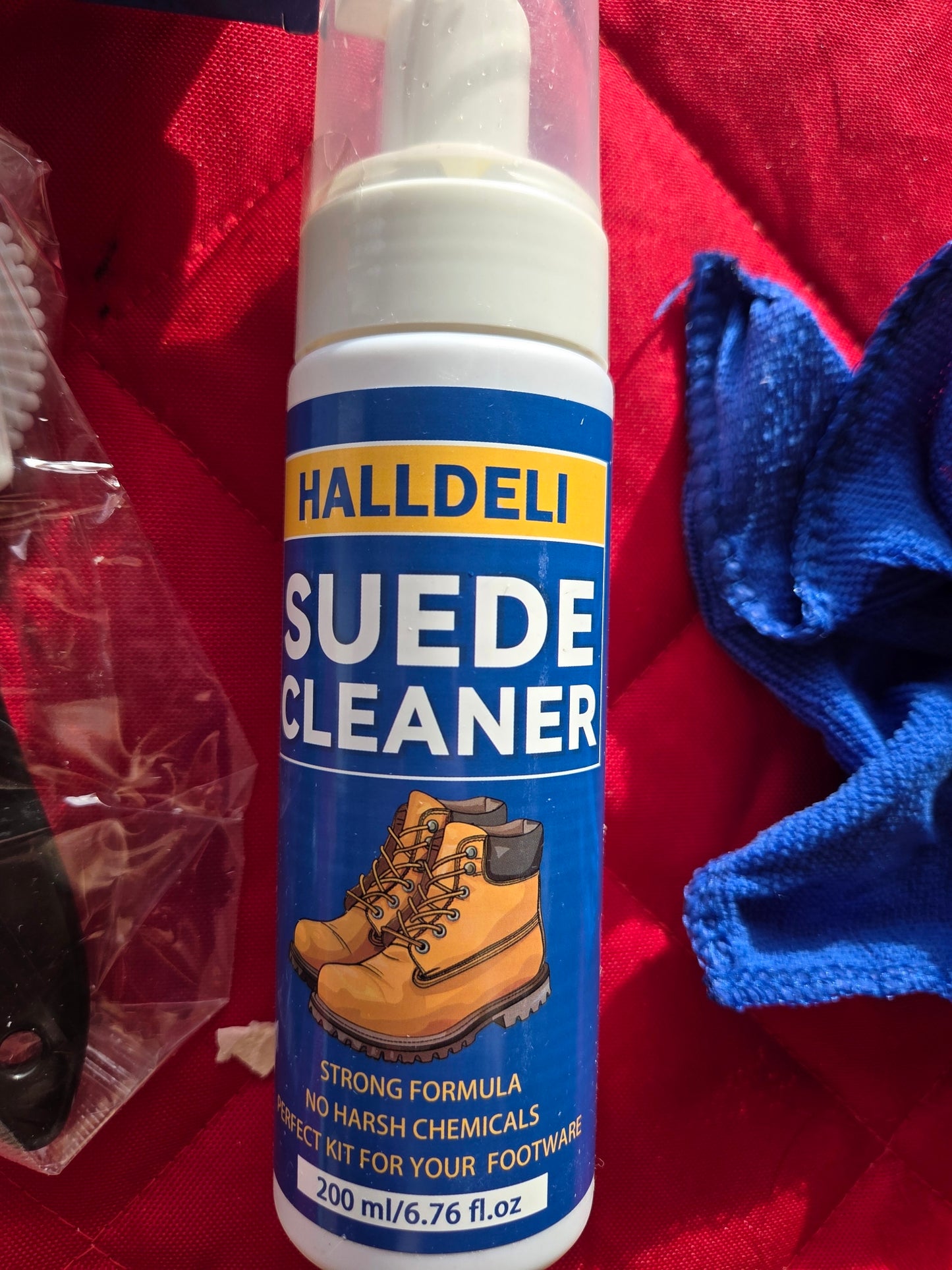 Shoe Cleaner for Suede, Nubuck, Leather, White Shoes, Removes Dirt & Stains, with Brush, 200ml