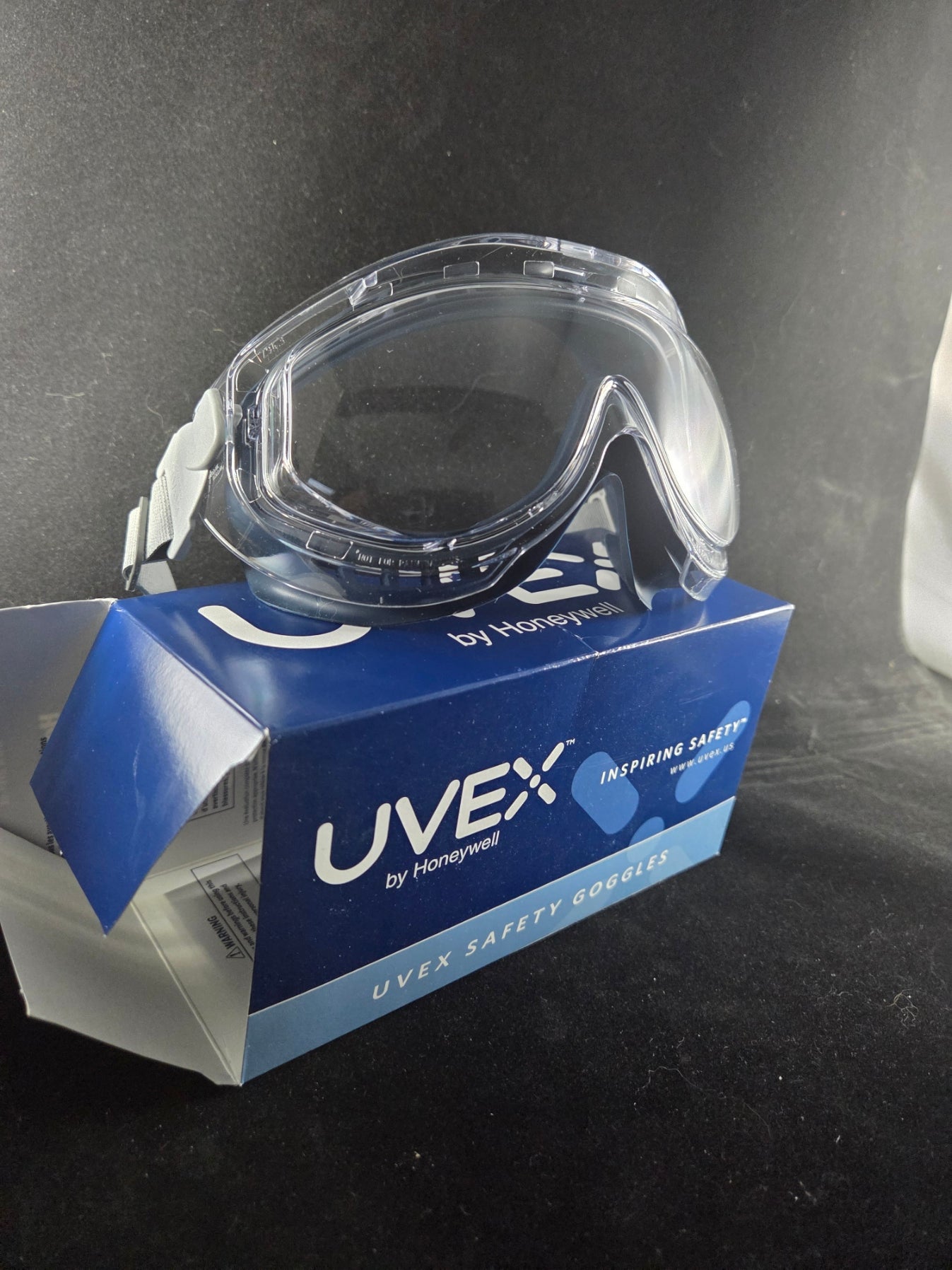 Uvex Flex Seal OTG Safety Goggles, Clear HydroShield Anti-Fog, Neoprene Headband, Navy, Honeywell