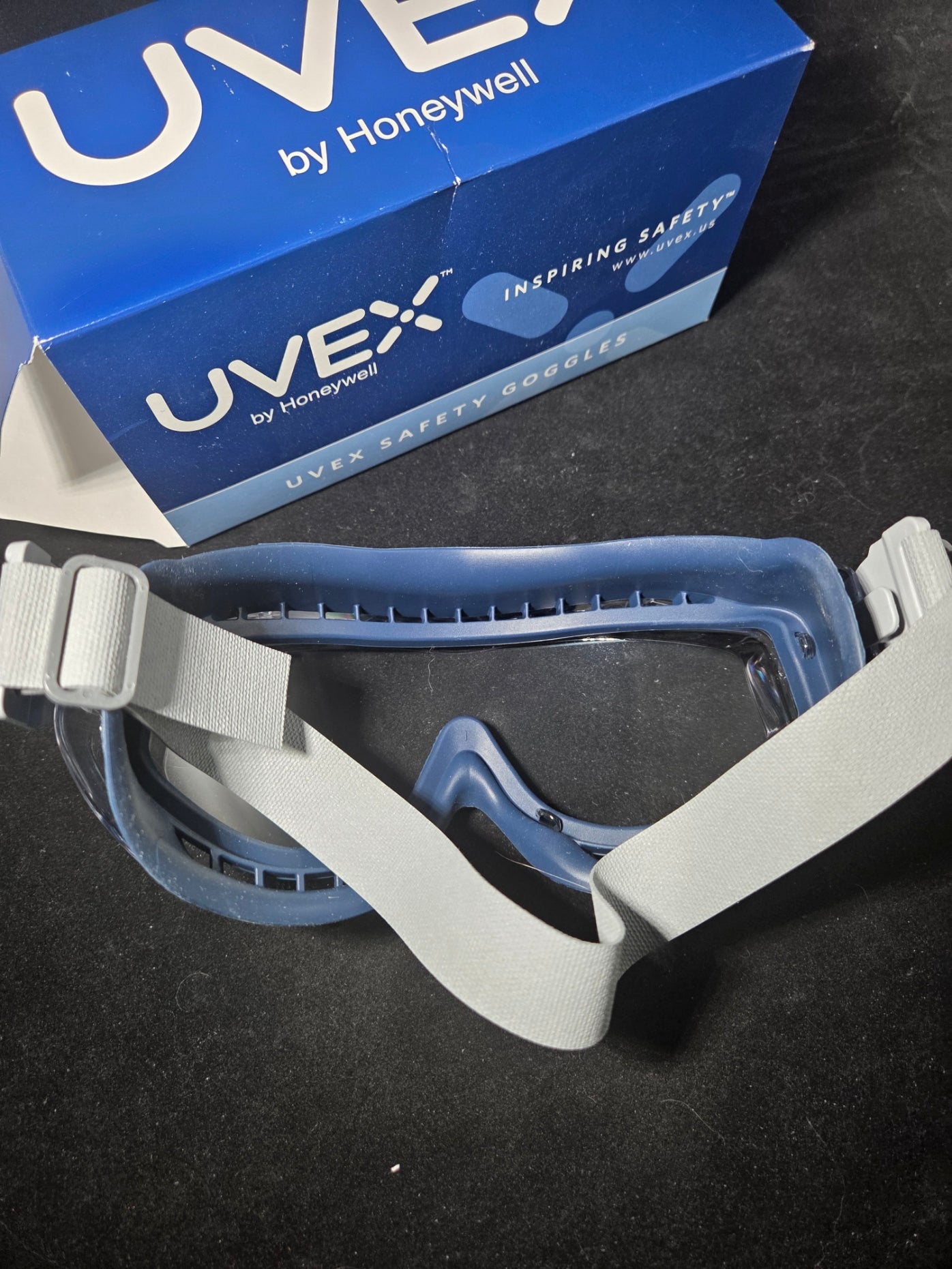 Uvex Flex Seal OTG Safety Goggles, Clear HydroShield Anti-Fog, Neoprene Headband, Navy, Honeywell