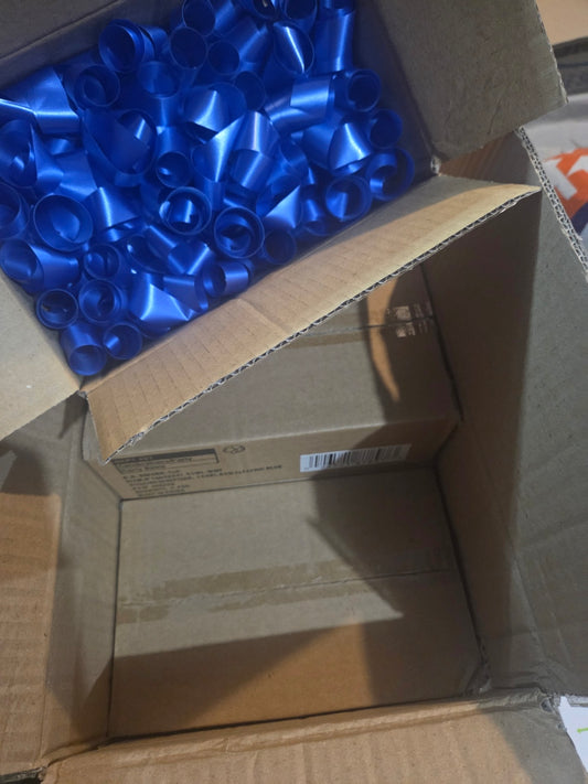 Case of 12 New Bows - C.R. Gibson Electric Blue Curly Gift Bows