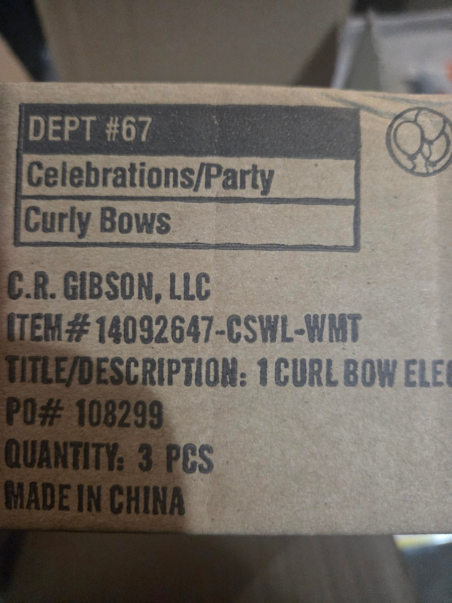 Case of 12 New Bows - C.R. Gibson Electric Blue Curly Gift Bows