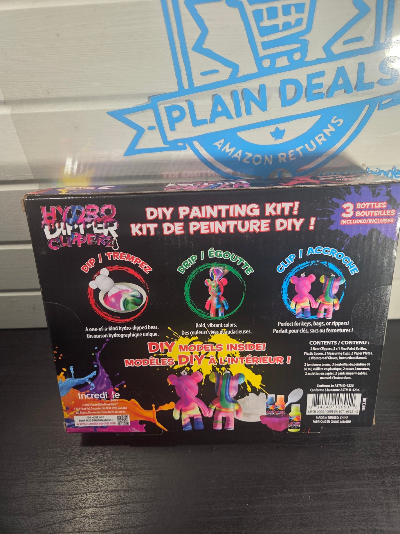 Hydro Dipper Clipperz DIY Paint Kit Fluid Acrylic Marble Bear Keychain Incredible Play New