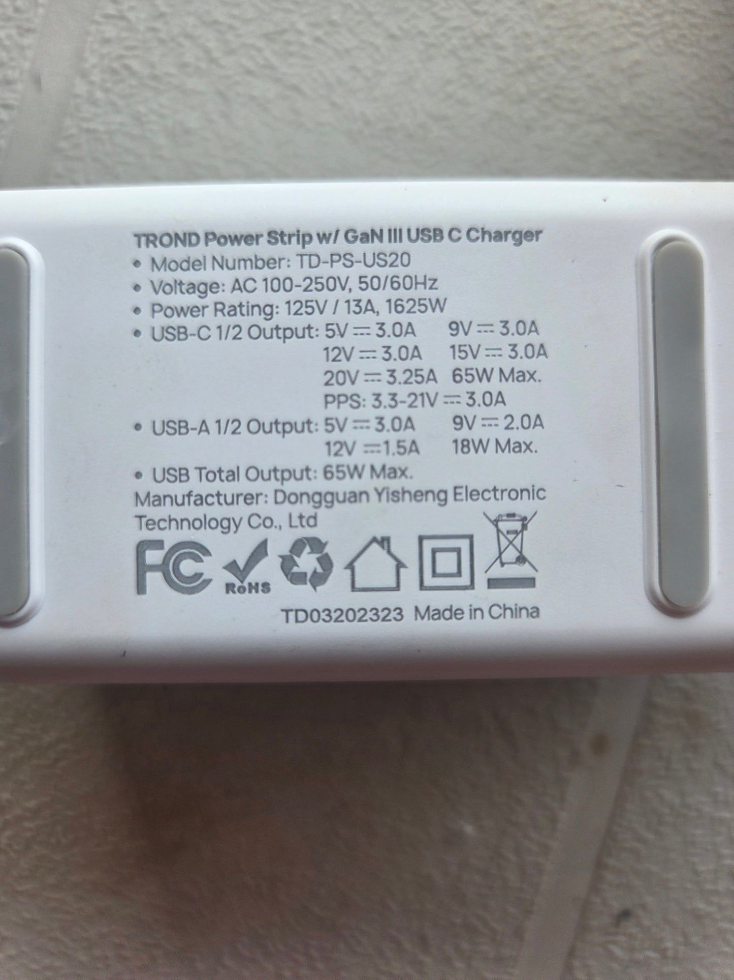 GaN III 65W Desktop Power Strip & Fast USB Charging Station (Model TD-PS-US20) TROND