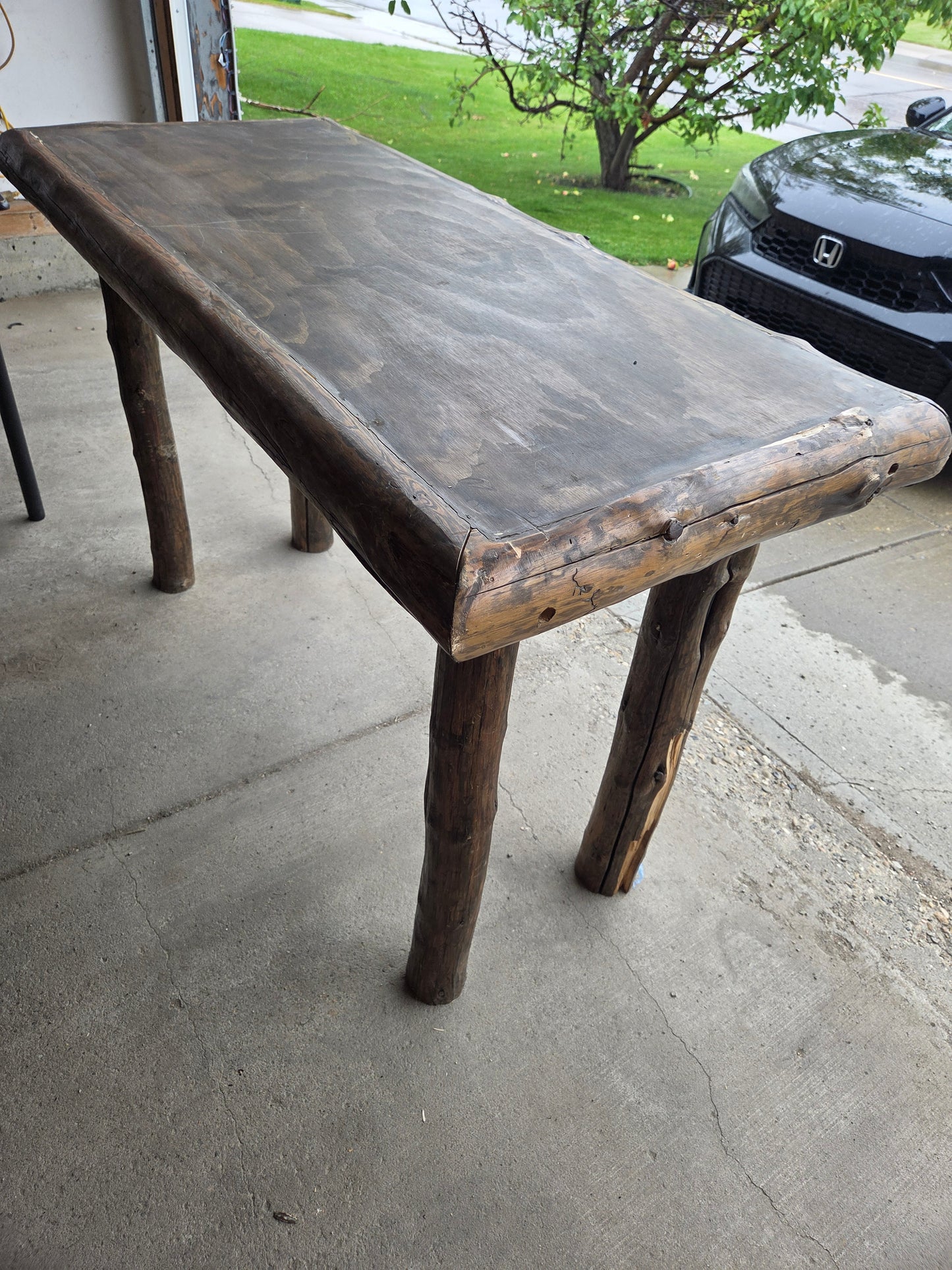 Rustic Log Table Bar Height Workbench Counter Table 60x28x37