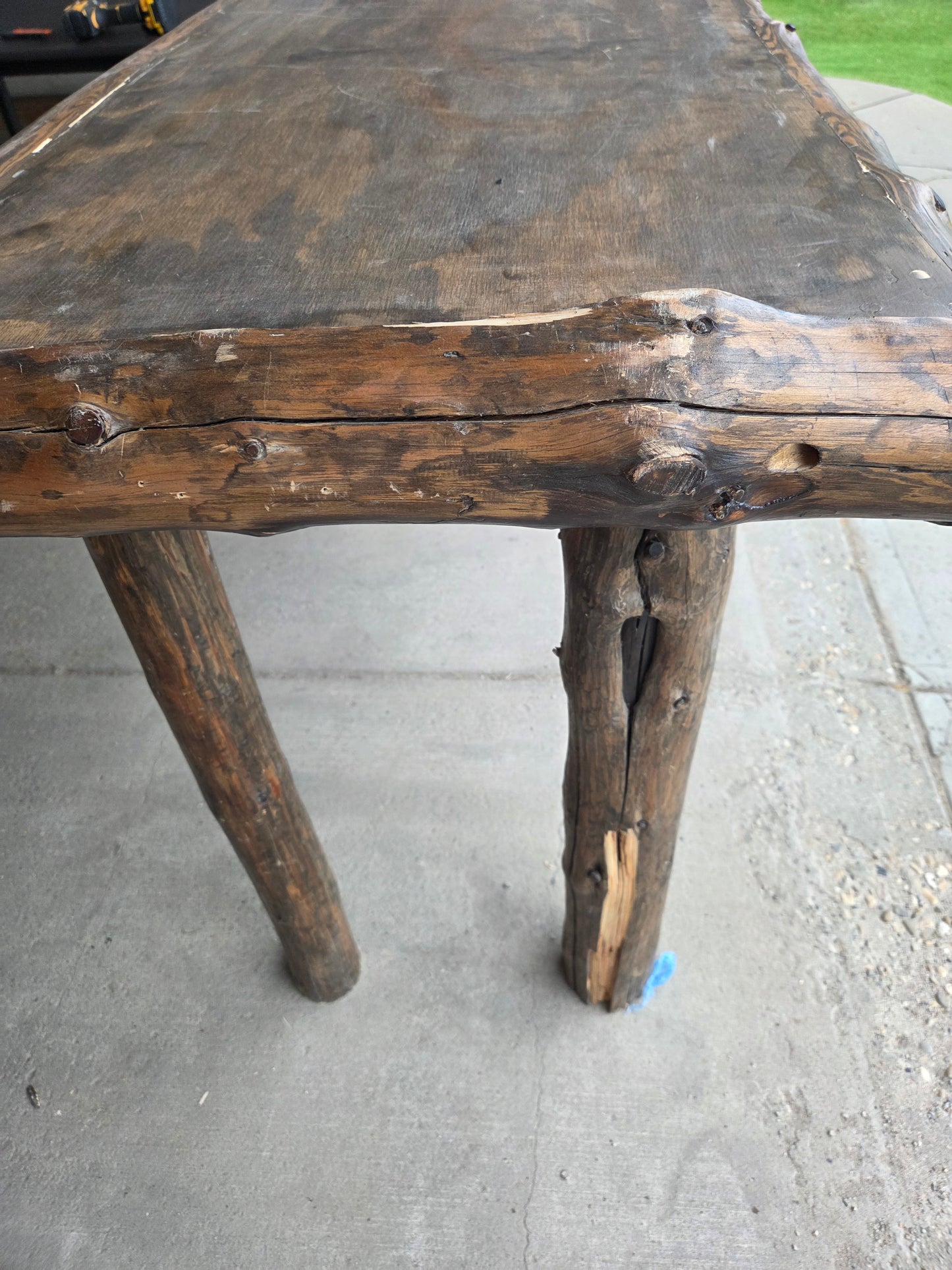 Rustic Log Table Bar Height Workbench Counter Table 60x28x37