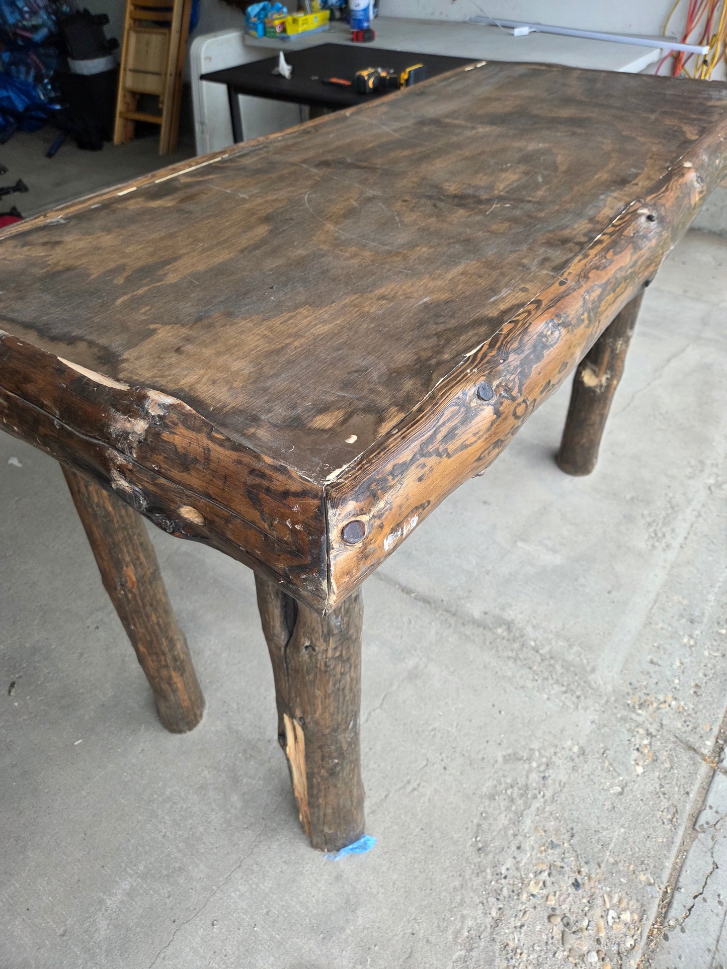 Rustic Log Table Bar Height Workbench Counter Table 60x28x37