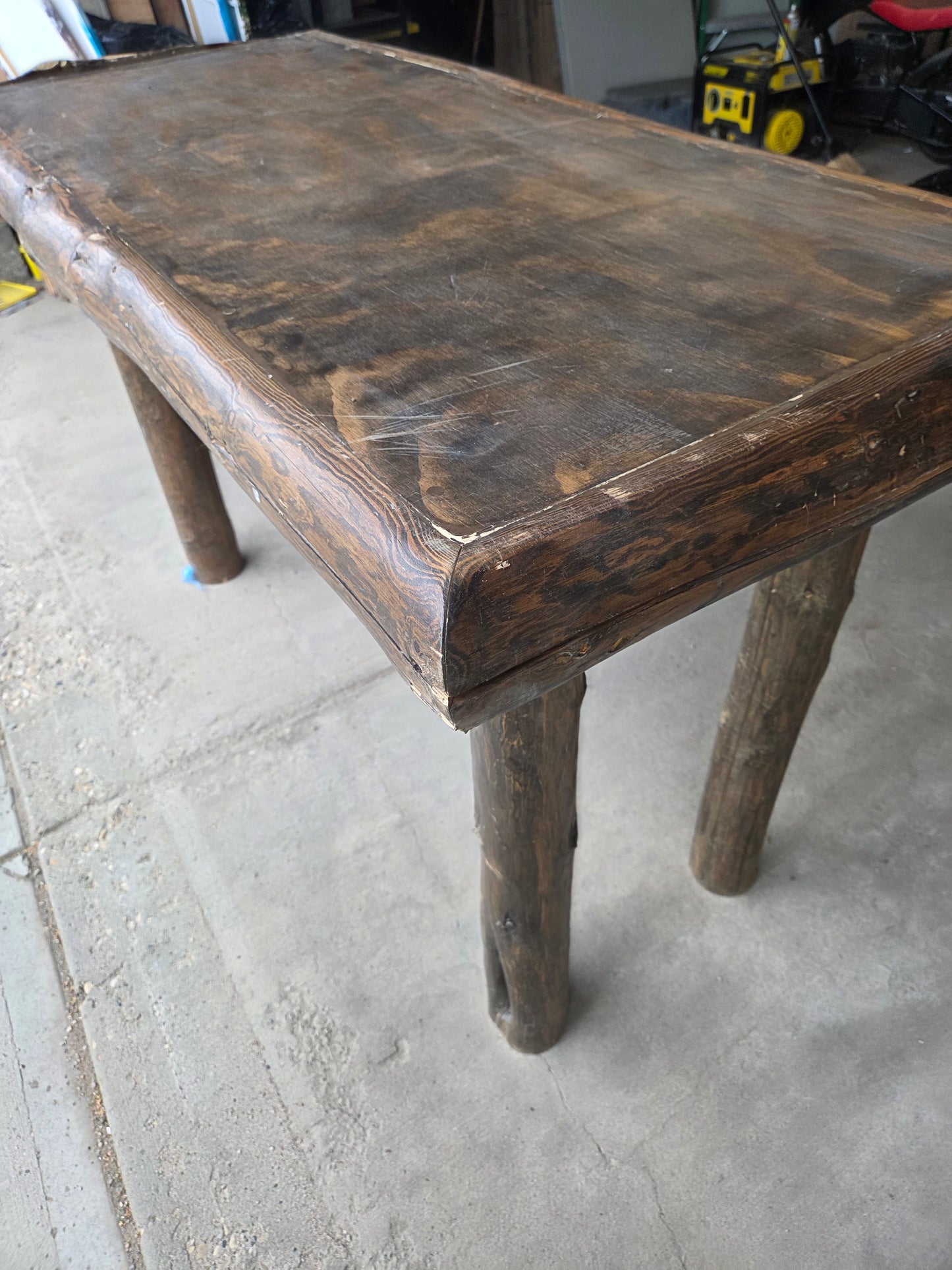 Rustic Log Table Bar Height Workbench Counter Table 60x28x37