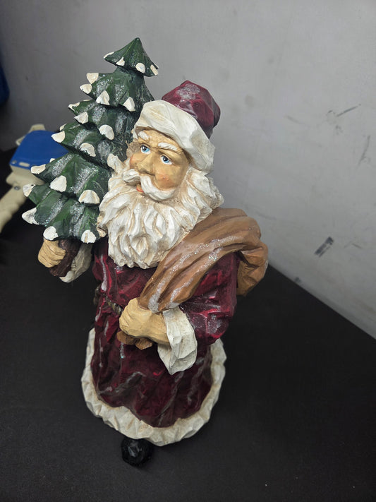Vintage Old World Santa Claus Figurine 16 Inch Rustic Christmas Decor