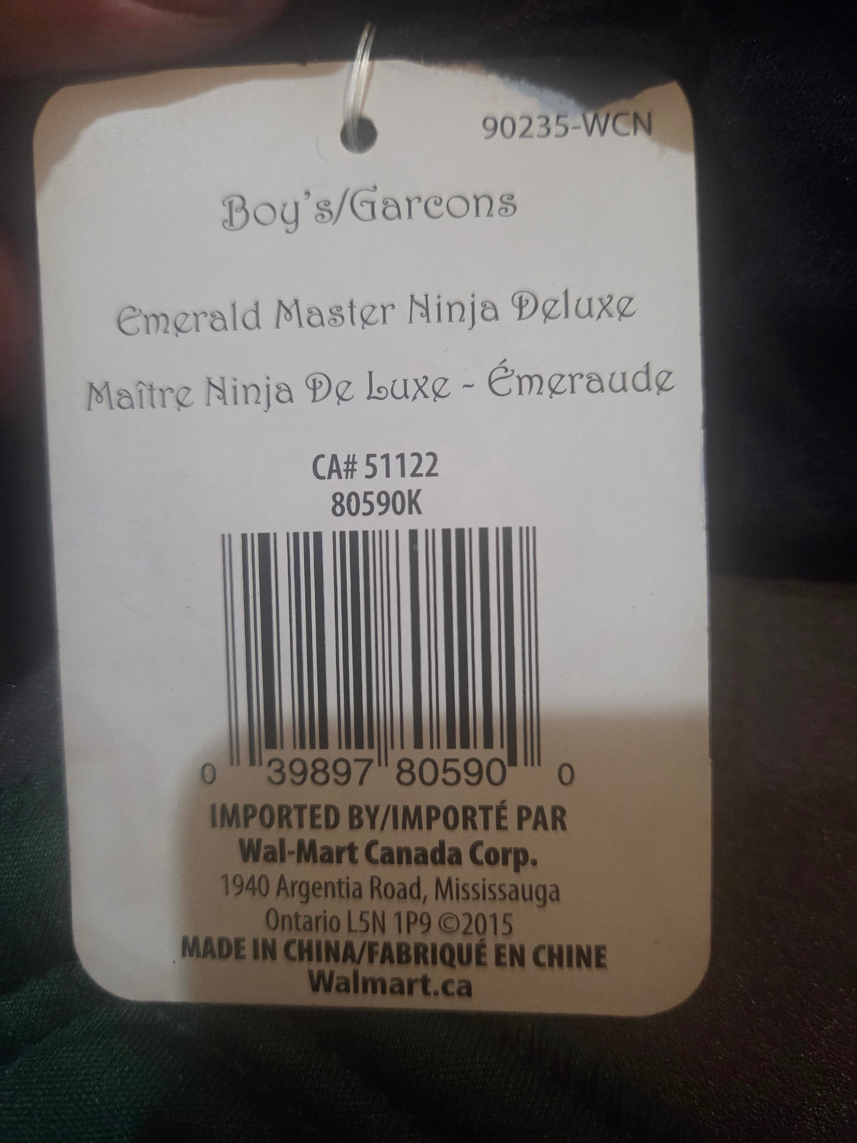 Boy's Emerald Master Ninja Deluxe Halloween Costume Size 7-8 NWT