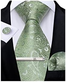 Ties Men's Paisley Silk Set w/ Pocket Square, Cufflinks & Tie Clip DiBanGu