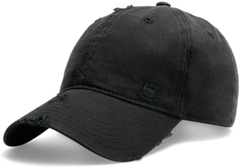 Ripped Vintage Distressed Baseball Cap, Dad Hat, Adjustable, Unisex, Washed Cotton, Low Profile, Unstructured, FURTALK