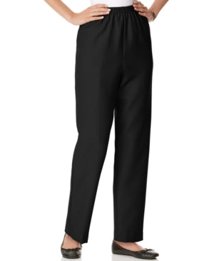 Alfred Dunner Women's Solid Pull-on Pant, Black, 18