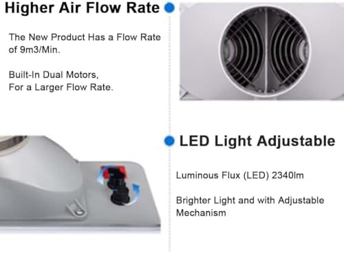 Airbrush Spray Booth Extractor Set, Portable, 3 LED Lights, Fan, Hose, Turntable HS-E550BLK