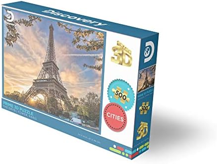 Eiffel Tower 3D Jigsaw Puzzle, 500-Piece for Adults, Brain-Boosting & Educational, Durable, 24 x 18 In, Prime 3D