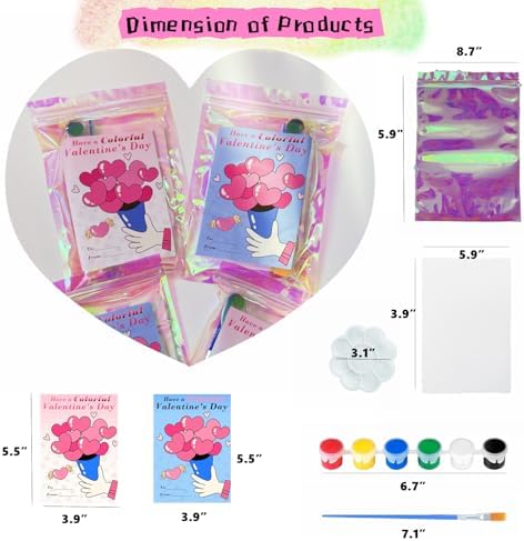 Mini Watercolor Paint Set, Valentine Exchange Gift Cards for Kids, Classroom Party, 16pcs, Atumotu