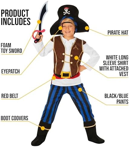 New Pirate Costume Size S (4-6 years) for Kids