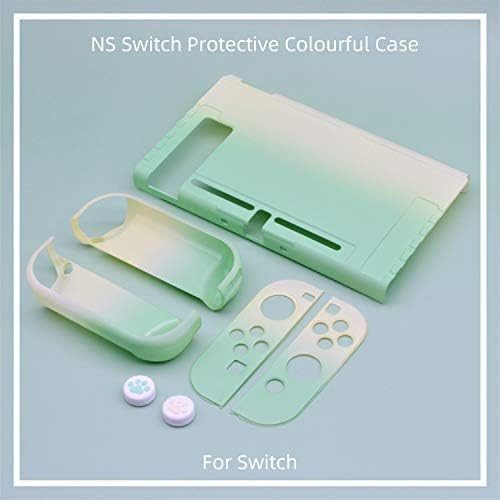 Protective Hard Shell Case, Handheld Grip for Nintendo Switch Console Joy-Con, 2 Thumbsticks, Pastel Green & Yellow