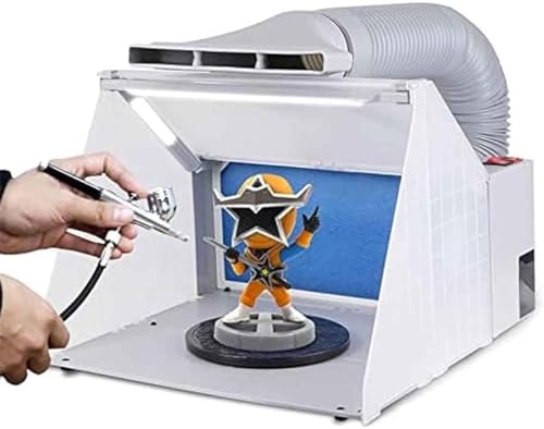 Airbrush Spray Booth Extractor Set, Portable, 3 LED Lights, Fan, Hose, Turntable HS-E550BLK