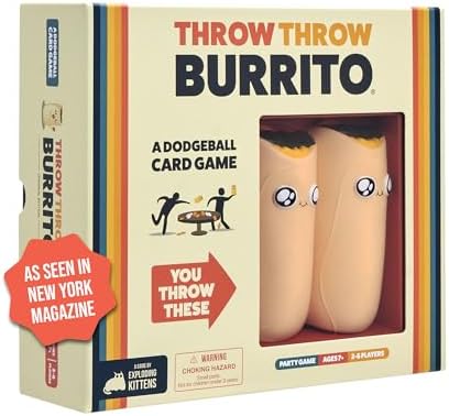 Throw Throw Burrito by Exploding Kittens - 2-6 Players - Ages 7+ - 15 Minutes to Play - Dodgeball Card Game - Party Game, Family Game Night, Kid and Adult Card Game